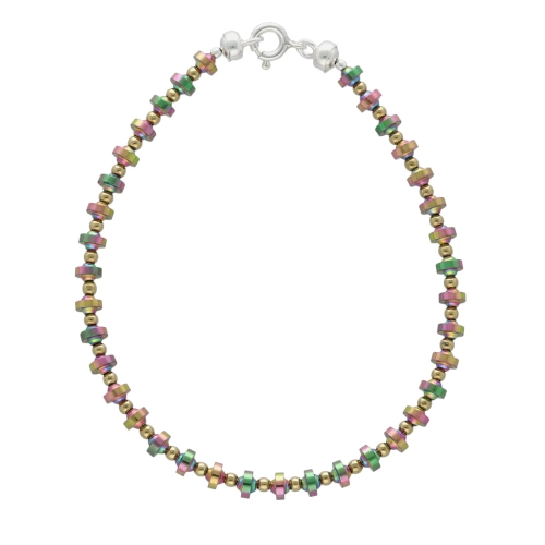 Bransoletka z hematytem kolorowym srebro