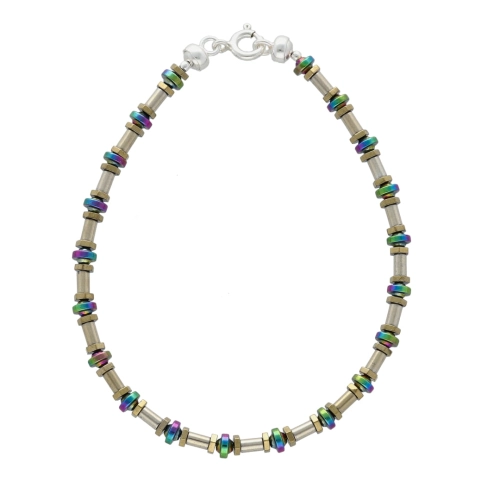 Bransoletka z hematytem kolorowym srebro