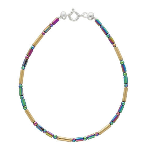 Bransoletka z hematytem kolorowym srebro