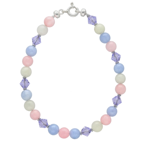 Bransoletka z jadeitem i kryształami Swarovskiego srebro