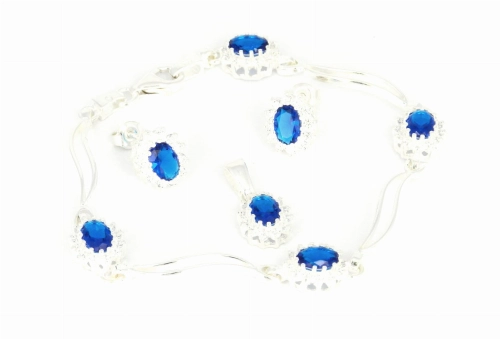 Komplet markiz z szafirami i cyrkoniami 