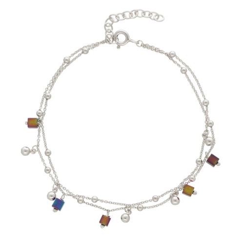 Bransoletka celebrytka podwójna z hematytem srebro rodowane