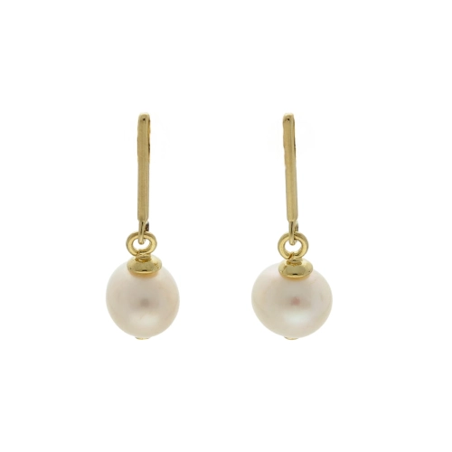 Kolczyki z pałeczką i perłą srebro pozłacane