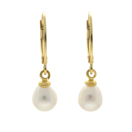 Kolczyki z białą perłą srebro pozłacane