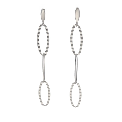 Kolczyki łańcuszkowe srebro rodowane