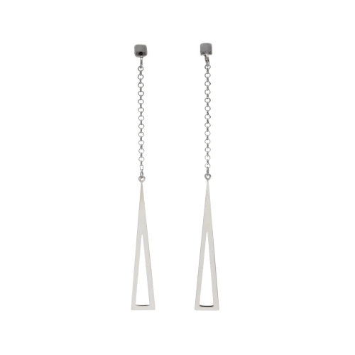 Kolczyki długie trójkąty srebro rodowane