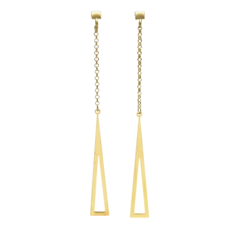 Kolczyki długie trójkąty srebro pozłacane