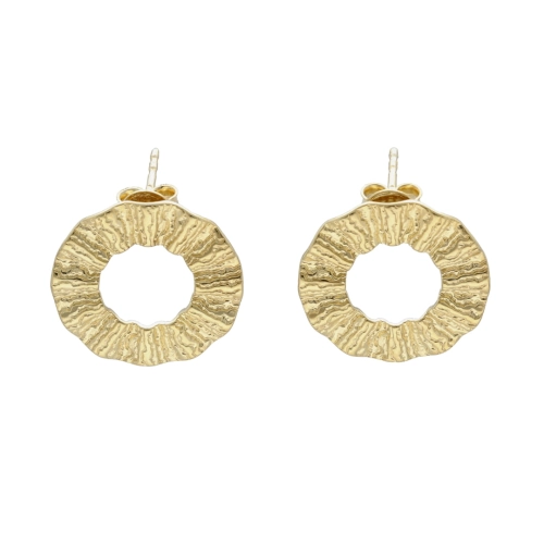 Kolczyki marszczone kółka srebro pozłacane