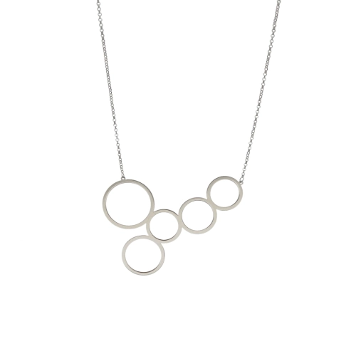Naszyjnik z kółeczkami srebro rodowane