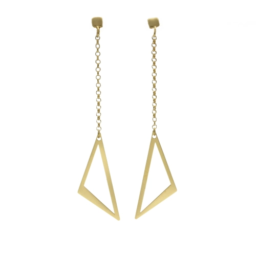 Kolczyki długie trójkąty srebro pozłacane