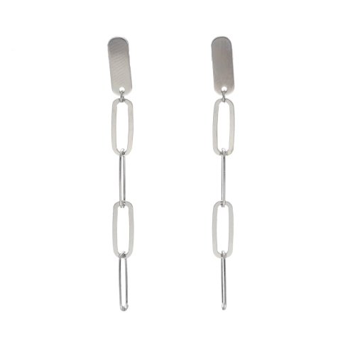 Kolczyki wiszące spinacze srebro rodowane