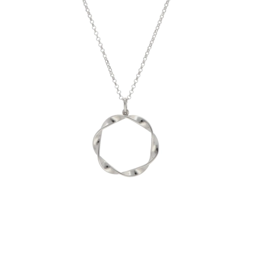 Naszyjnik kółko skręcone srebro rodowane