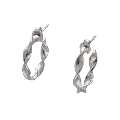 Kolczyki kółka skręcone srebro rodowane