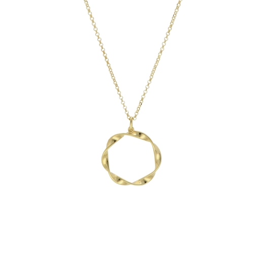 Naszyjnik kółko skręcone srebro pozłacane