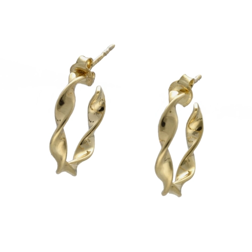 Kolczyki kółka skręcone srebro pozłacane