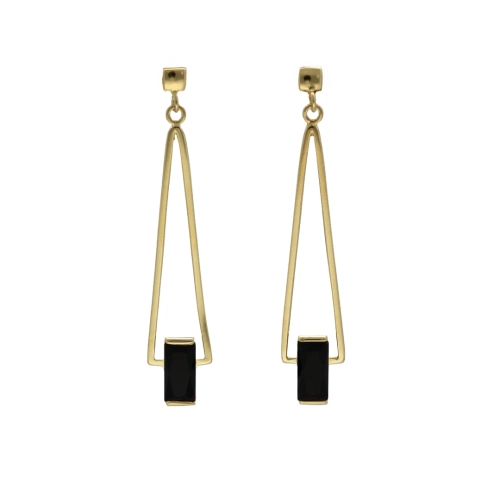 Kolczyki z czarną cyrkonią srebro pozłacane