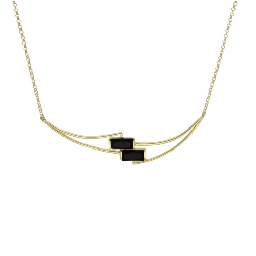 Naszyjnik z czarną cyrkonią srebro pozłacane