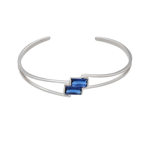 Sztywna bransoletka z szafirowymi cyrkoniami srebro rodowane