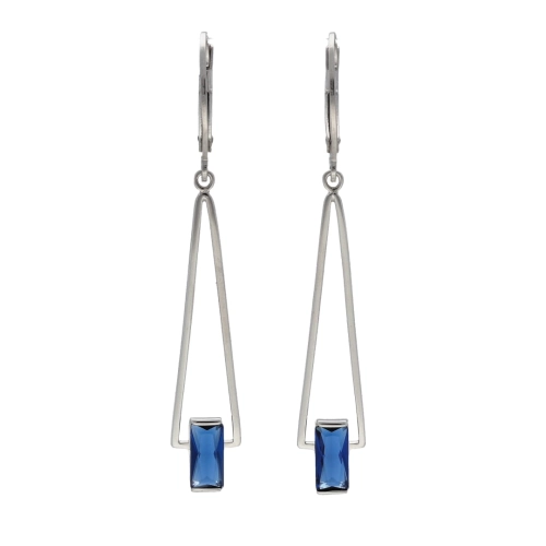 Kolczyki z szafirową cyrkonią srebro rodowane