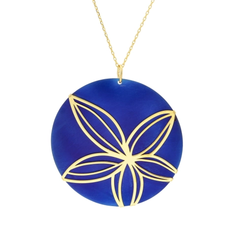 Wisior okrągły z tytanem srebro pozłacane