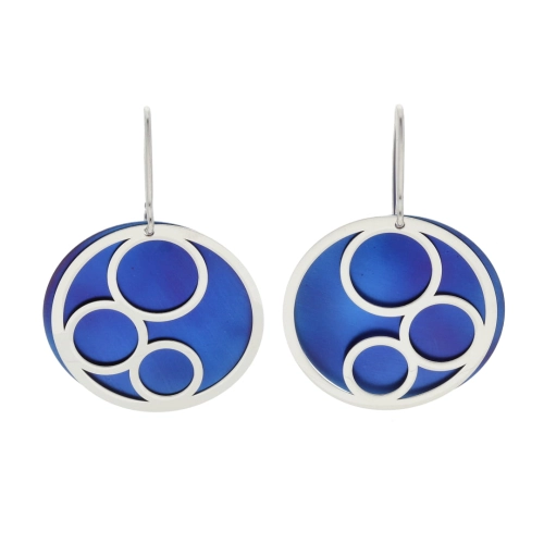 Kolczyki okrągłe z tytanu srebro rodowane