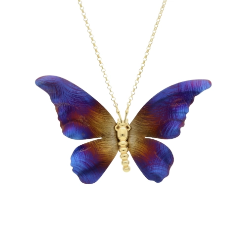 Naszyjnik motyl z tytanem srebro pozłacane