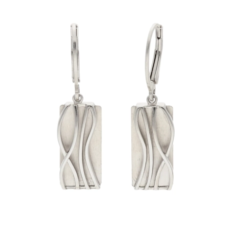 Kolczyki prostokąty srebro rodowane