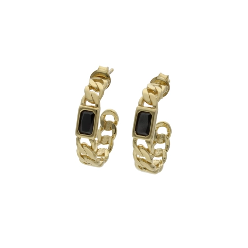 Kolczyki z czarną cyrkonią srebro pozłacane