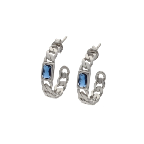 Kolczyki z szafirową cyrkonią srebro rodowane