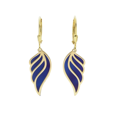 Kolczyki skrzydła z tytanem srebro pozłacane