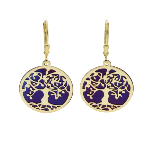 Kolczyki okrągłe z drzewkiem tytan srebro pozłacane