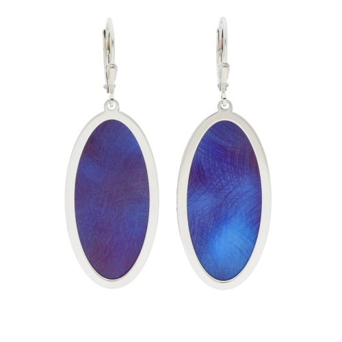 Kolczyki owalne tytan srebro rodowane