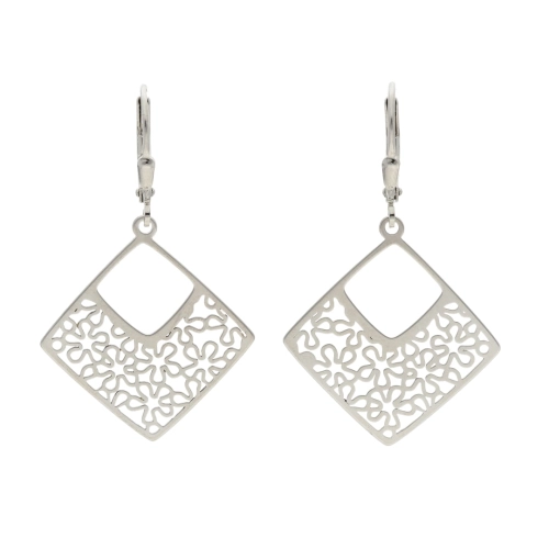 Kolczyki ażurowe srebro rodowane