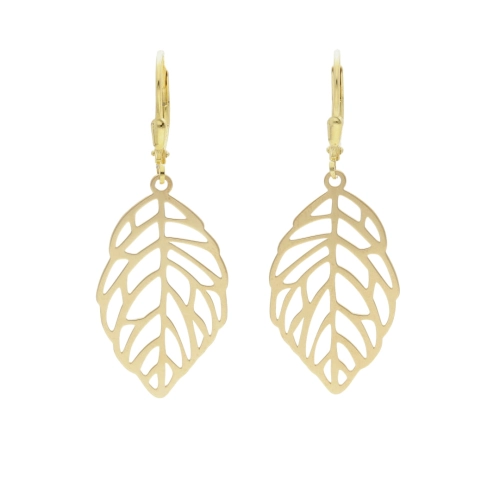 Kolczyki liście srebro pozłacane