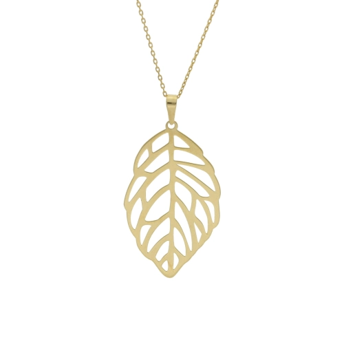 Wisior liść srebro pozłacane