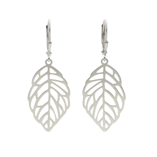 Kolczyki liście srebro rodowane