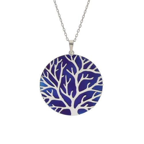 Wisior okrągły z drzewem tytan srebro rodowane