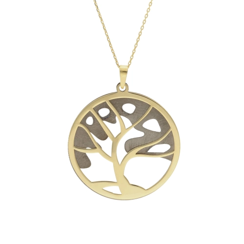 Wisior okrągły drzewko tytan srebro pozłacane