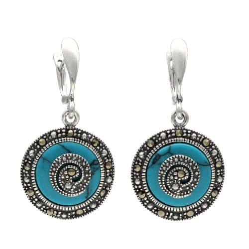 Kolczyki z markazytami i turkusem srebro