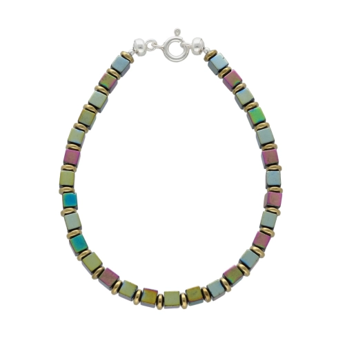 Bransoletka z hematytem kolorowym srebro