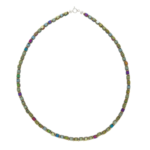 Naszyjnik z hematytem kolorowym srebro