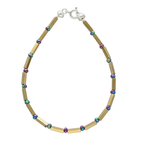 Bransoletka z hematytem kolorowym srebro