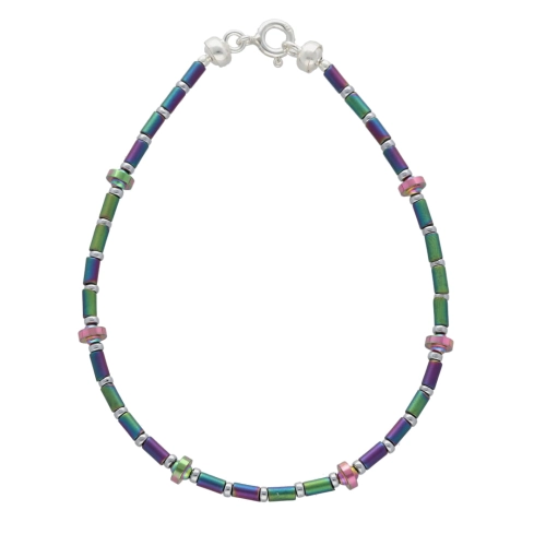 Bransoletka z hematytem kolorowym srebro