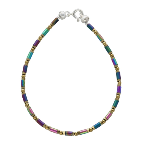 Bransoletka z hematytem kolorowym srebro