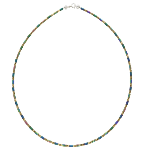 Naszyjnik z hematytem kolorowym srebro