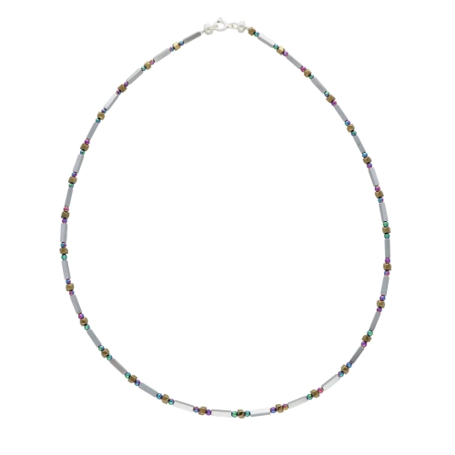 Naszyjnik z hematytem kolorowym srebro