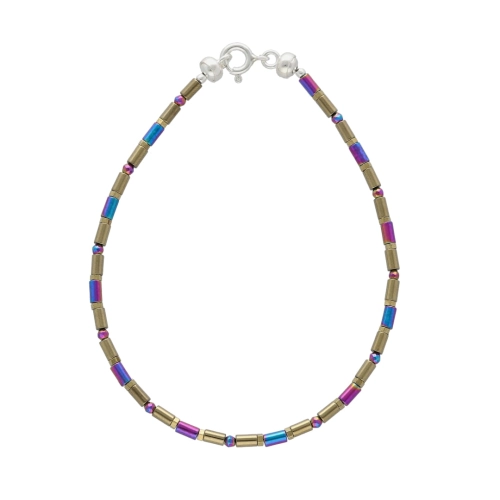 Bransoletka z hematytem kolorowym srebro