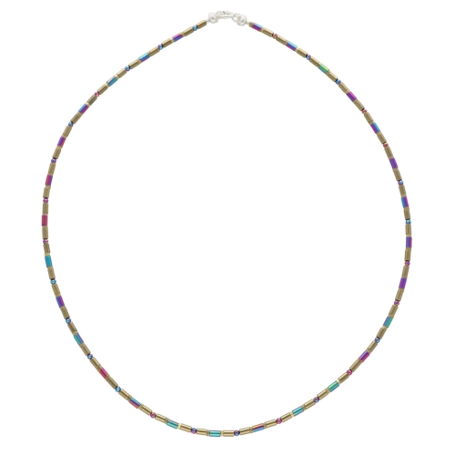 Naszyjnik z hematytem kolorowym srebro