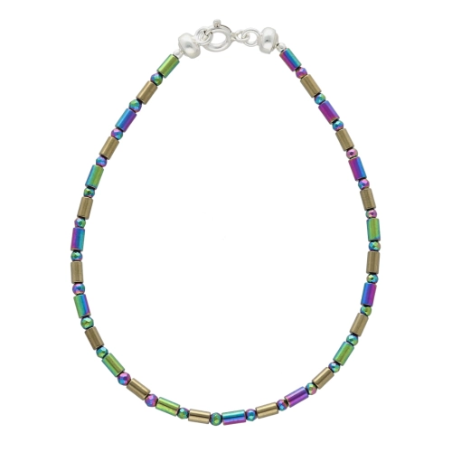 Bransoletka z hematytem kolorowym srebro