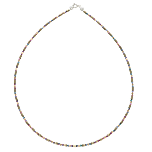 Naszyjnik z hematytem kolorowym srebro